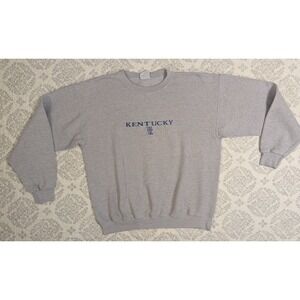 VTG Kentucky Wildcats Embroidered Sweatshirt L‎ USA Made Preppy Distressed